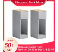 SoBuy FBT111x2 Comodino 2 set con cassetto per box letto a molle divano tavolo 2 pezzi tavolino stretto