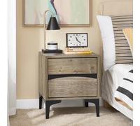 SoBuy FBT165-N comodino con 2 cassetti, frontale curvato, aspetto legno e piedi in metallo naturale 40x40x47 cm