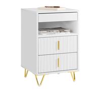 SoBuy FBT168-W Comodino con 3 scomparti portaoggetti Tavolino moderno per camera da letto e soggiorno BIANCO
