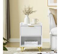 SoBuy FBT169-W Comodino con cassetto e vano portaoggetti Tavolino moderno per camera da letto e soggiorno Bianco 40x40x51 cm