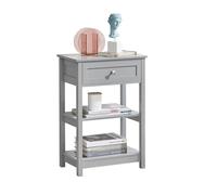 SoBuy FBT46 tavolino comodino tavolino in grigio chiaro con cassetto e 2 ripiani BHT ca. : 45x69x30 cm BIANCO