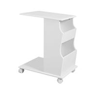 SoBuy FBT67-W tavolino con spacco per iPad e 2 scomparti aperti, tavolo con rotelle, divano, tavolino da caffè BHT ca. : 53x63x31c