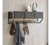 SoBuy FHK26-N Appendiabiti da parete per corridoio, guardaroba, abiti, con 3 cestelli e 7 ganci, guardaroba vintage BHT ca. : 100x30x20c
