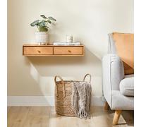 SoBuy FHK37-N Scaffale galleggiante con 2 cassetti Mensola a muro con perline solide per camera da letto e corridoio Natura B60xT20xH10cm
