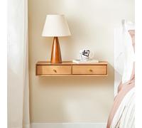 SoBuy FHK37-N Scaffale galleggiante con 2 cassetti Mensola a muro con perline solide per camera da letto e corridoio Natura B60xT20xH10cm