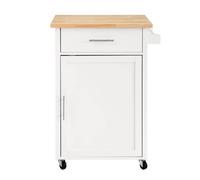 SoBuy FKW102-WN Carrello da cucina con piastra da lavoro Carrello laterale con porta e cassetto Carrello per bevande per ufficio Bianco natura