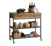 SoBuy FKW112-PF Carrello da cucina Carrello da portata Scaffale da cucina con 4 rotoli Credenza da corridoio con 2 cassetti e 2 ripiani Brown
