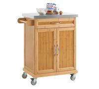 SoBuy FKW13 Carrelli da cucina con rotolo Isola da cucina con piastra di lavoro Carrello a rotelle per cucina soggiorno Sala da pranzo Caffè leggero