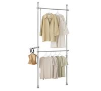 SoBuy FRG109 Sistema di guardaroba telescopico con 2 abiti Bar Sistema di stoccaggio abiti Sistema di scaffalature Supporto per abiti