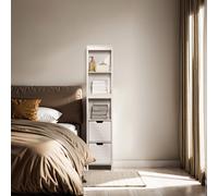 SoBuy FRG126 Mobile alto per bagno, mobili da bagno, mensola da bagno con cuscino per i piedi BHT ca. 30x144x30 cm