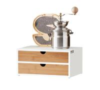 SoBuy ® FRG180-WN scatola per capsule di caffè realizzata in MDF e dispenser per capsule in bambù con scatola portaoggetti a 2 cassetti