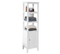 SoBuy FRG205 Mensola da bagno armadio alto armadio da bagno mobili da bagno con 3 scomparti aperti e anta bagno bianco BHT ca. : 40x150x33 cm WHITE