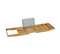 SoBuy ® FRG207-N Scaffale in bambù con fermalibri, portabicchiere da vino e scomparto per sapone BHT CA: (70-104 cm) x4x22 cm