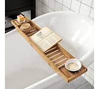 SoBuy FRG212-N Lunghezza 80 cm - Bellissima mensola per vasca da bagno in bambù, piano per vasca, supporto per vasca, ponte per vasca