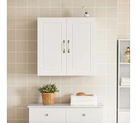 SoBuy FRG231-BR Armadietto per il bagno Armadietto per il bagno a due ante Armadietto per la cucina Armadietto per i medicinali Armadietto a muro Mobili per il bagno Marrone WD circa: 60x60x30cm