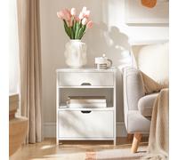 SoBuy FRG258-W tavolino comodino comodino con 2 cassetti e 2 ripiani, BHT ca. : 45x55x38cm