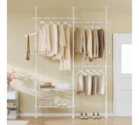 SoBuy FRG34-II Supporto per abiti telescopico Abiti robusti Bar Armadietto per abiti aperti regolabile con portaoggetti per carrello per dormire