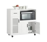 SoBuy FSB78 Credenza su Rullo Carrello da cucina Armadio microonde Armadio da cucina Carrello portaoggetti Armadio Cassettiera da cucina Bianco Black