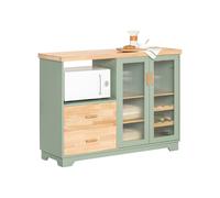 SoBuy FSB81 Credenza a buffet con 2 ante in vetro Armadio da cucina Armadio comò Armadio da corridoio Armadio laterale Armadio per microonde Beige colors