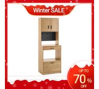 SoBuy FSB98-N Armadio per microonde con pannello forato Armadio alto Credenza Armadio da cucina con carrello da cucina Vintage BHT circa 60x170x40 cm