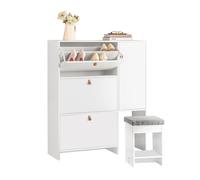 SoBuy - Scarpiera Ribaltabile Con 3 Ribalte Scarpiera Con 6 Ripiani Scarpiera Con Sedia Mobile Ingresso 95x30x113 Cm Fsr107-w