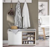SoBuy Scarpiera con 1 anta Cassapanca Panca con vano portaoggetti Panca ingresso Portascarpe con Cuscino 80x35x45 cm FSR109-WN