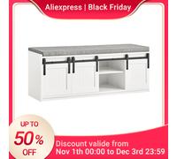 SoBuy FSR133-W Panca per scarpe con sedile con panca portaoggetti con ante scorrevoli Scarpiera scarpiera