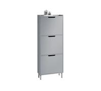 SoBuy Scarpiera Salvaspazio Slim da Ingresso Mobile Portascarpe con 3 Ante a Ribalta Regolabili in Legno Armadio Scarpiera Alta e Stretta per Corridoio, 50x19x129 cm, Grigio, FSR151-H-HG
