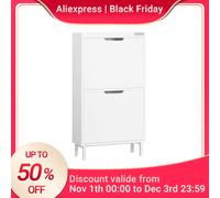 SoBuy FSR151 Scarpiera con 2 patta Scarpiera stretta con 4 superfici per ripiani Cassettiera per scarpe Scaffale per scarpe Grigio