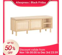 SoBuy FSR163-N Panca per scarpe con sedile con panca portaoggetti con ante scorrevoli Cassettiera per scarpe cassettiera scarpiera