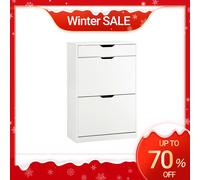 SoBuy FSR180-W Scarpiera per autocarro con ribaltabile a 4 patta con 8 superfici di stoccaggio Bianco BHT ca. 60x90x30 cm