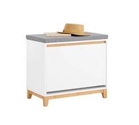 SoBuy FSR191-WN Scarpiera con Ribalta Scarpiera con Panca Imbottita, Scarpiera Salvaspazio, Mobile da Ingresso, Bianco-Naturale BIANCO