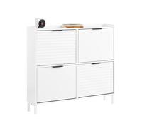 SoBuy FSR197-W Scarpiera stretta 19cm 4 porte a scomparsa 12 paia Design scandinavo Scaffale Ingresso Armadio Bianco