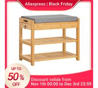 SoBuy FSR49-N Scarpiera con cuscino sedile e cassetto Scarpiera Panca Bambù BHT ca. : 55x46x30 cm