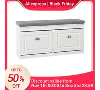 SoBuy FSR64 Panca per cassone ribaltabile con sedile per autocarro con ribaltabile e panca per scarpe con cuscino del sedile con 2 alette BHT ca. : 104x52x24 cm