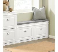 SoBuy Scarpiera Salvaspazio Slim da Ingresso Panca Contenitore con Cuscino, Cassapanca Scarpiera Regolabile per Casa, Camera, Corridoio, L104*P24*A51cm, Grigio, FSR64-HG