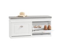 SoBuy Scarpiera Salvaspazio Slim da Ingresso Panca Contenitore con Cuscino, Cassapanca Scarpiera Regolabile per Casa, Camera, Corridoio, L104*P24*A52cm, Bianco, FSR64-W