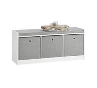 SoBuy FSR65-DG Cassettiera da seduta Panca con scarpiera portaoggetti con sedile Scarpiera con 3 cestini grigi