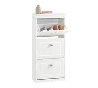 SoBuy Scarpiera Salvaspazio Slim Mobiletto da Ingresso 3 Ante a Ribalta, Armadio Portascarpe Scarpiera Moderna per Ingresso, Corridoio o Camera da Letto 53x24x117cm Bianca FSR94-W