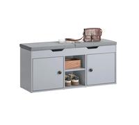 SoBuy Scarpiera da Ingresso Panca con due cuscini - Panca Contenitore Salvaspazio con Vano Portaoggetti - Bianco 100x48x34 cm - 136kg di Portata per Corridoio, Soggiorno, Camera da Letto - FSR96-W