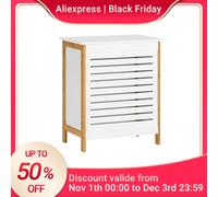 SoBuy FSS66-WN Cassetta portabiancheria cestello portabiancheria raccoglitore portabiancheria con coperchio portabiancheria bianco naturale