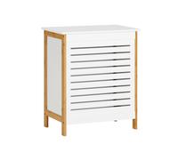 SoBuy FSS66-WN Cassetta portabiancheria cestello portabiancheria raccoglitore portabiancheria con coperchio portabiancheria bianco naturale WHITE