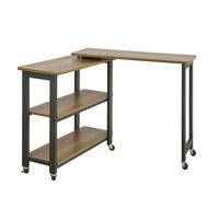 SoBuy FWT83 Tavolino laterale a forma di L con 2 ripiani Tavolino da divano con ruote scrivania angolare tavolo da lavoro design industriale