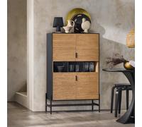 SoBuy HFSB03-SCH Credenza Armadio da cucina Comò, armadio portaoggetti Armadio TV Nero BHT ca. 84x132x40 cm