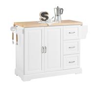 SoBuy Isola da cucina con ruote, piano pieghevole in legno, 130×46-71×91 cm