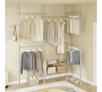 SoBuy KLS04-II Supporto per abiti telescopico Abiti robusti Bar Armadietto per abiti aperti regolabile con portaoggetti per carrello per dormire