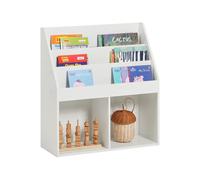 SoBuy KMB01 Libreria per bambini Scaffale Montessori Cameretta per bambini con 3 scomparti portaoggetti e 2 scomparti aperti Scaffale per bambini Avorio