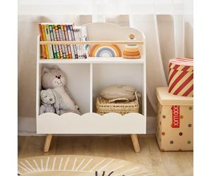 SoBuy KMB100-KW scaffale per bambini scaffale per libri a 3 scomparti per bambini Montessori Bianco BHT ca. 61x71x35 cm