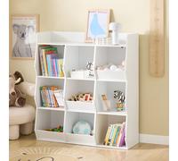 SoBuy KMB120-W Libreria per bambini Montessori 9 scomparti aperti, deposito giocattoli Bianco 95x105x34 cm