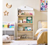 SoBuy KMB121-WN Libreria per bambini con 4 ripiani per libri e decorazioni Mobili per la cameretta dei BAMBINI Bianco naturale 60x130x15
